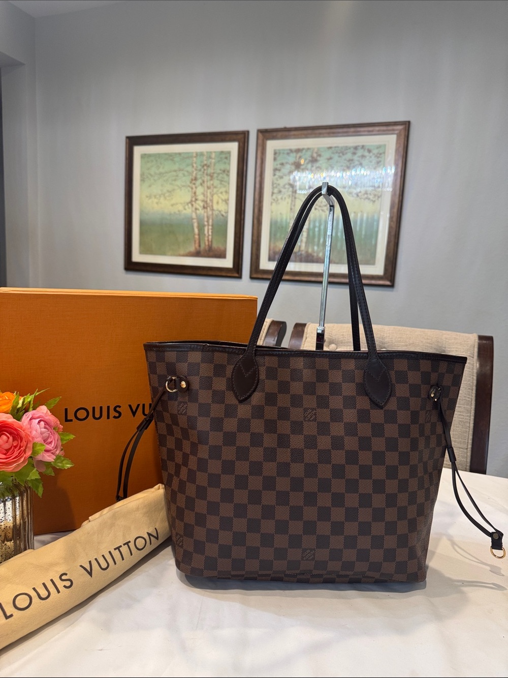 Authentic Louis Vuitton Damier Ebene MM Neverfull